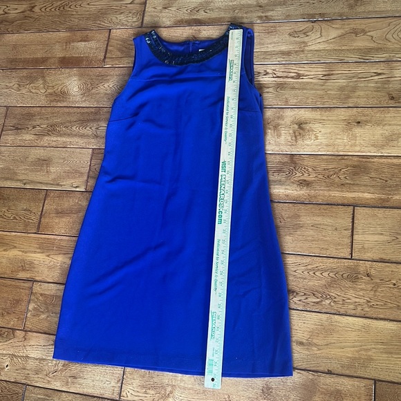 Ann Taylor Blue & black sleeveless sheath dress 10 - Picture 8 of 9